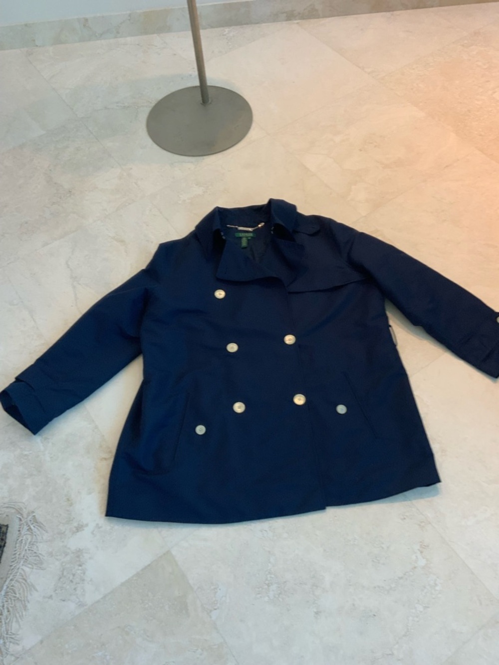 Lauren Ralph Lauren Navy Double-Breasted Rain Coat Size 2X - Picture 8 of 8